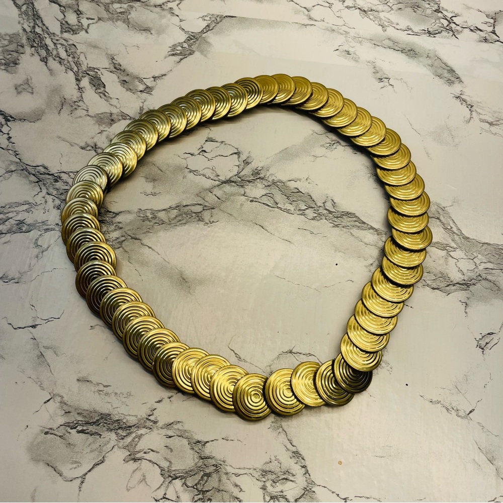 Vintage Gold Swirl Stretch Statement Metallic Belt Size Medium